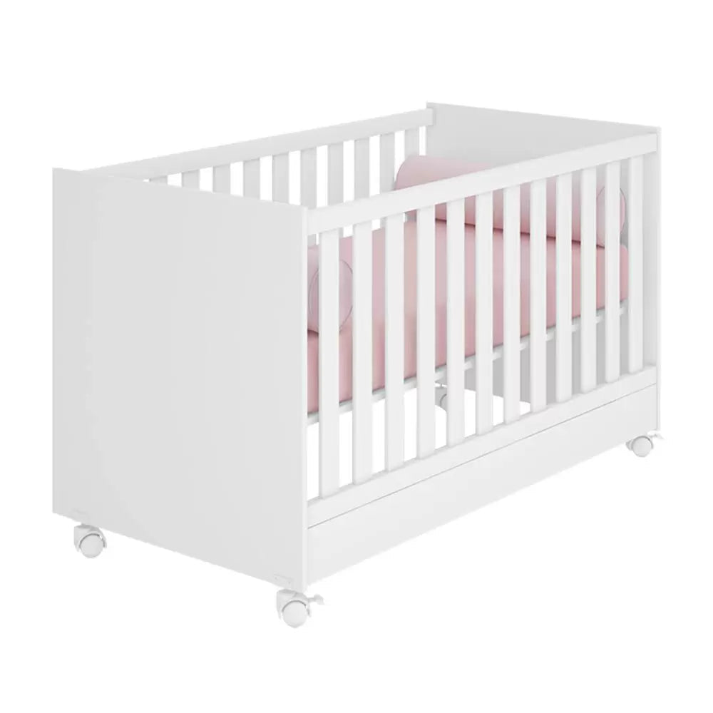 Jogo de Quarto para Bebê Completo Floc com Rodízios Branco - MoveisAqui