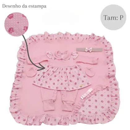 Kit bolsa maternidade 5 peças nuvem cinza c/ rosa + saida maternidade - LET BABY BOLSAS DE MATERNIDADE