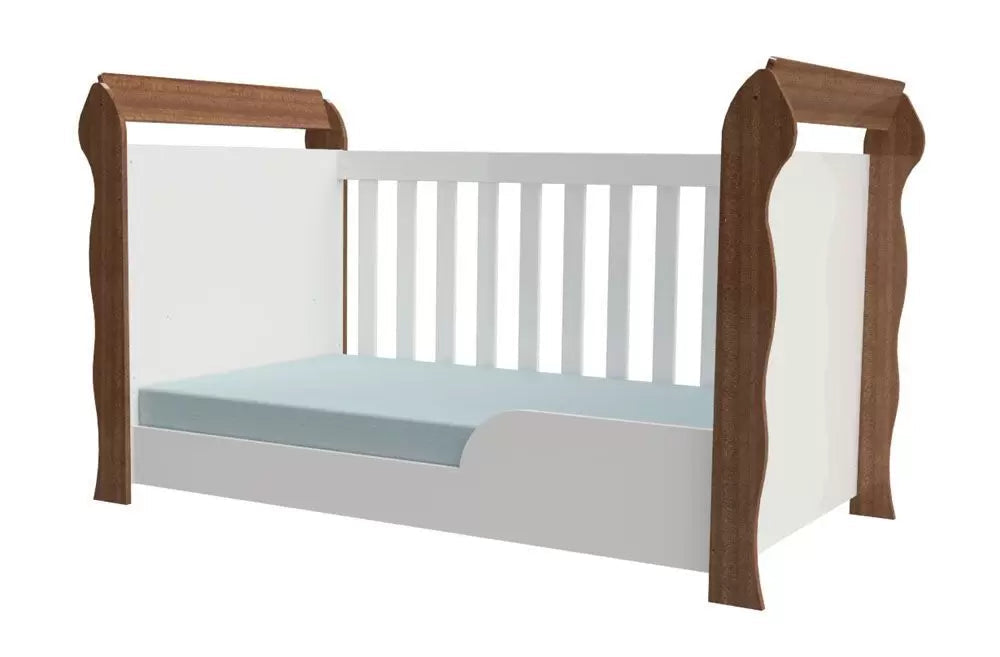 Quarto de Bebê Berço e Cômoda Lara Carolina Baby - Branco/Amadeirado