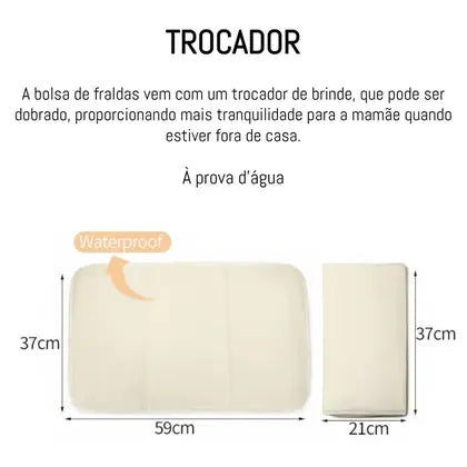 Bolsa maternidade land luxury cor coral e cinza com trocador