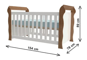 Quarto de Bebê Berço e Cômoda Lara Carolina Baby - Branco/Amadeirado