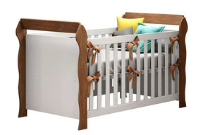 Quarto de Bebê Berço e Cômoda Lara Carolina Baby - Branco/Amadeirado