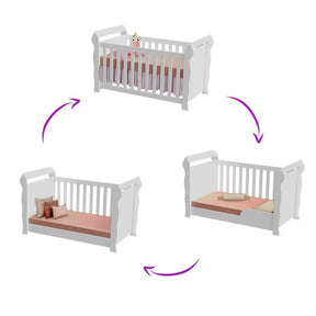 Quarto de Bebê Completo Lara 3 Peças Branco/Amadeirado