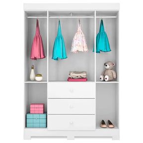 Quarto de Bebê New Cristal 4 Portas Berço Alegria Branco Brilho com Colchão Ortobom 130x70 cm Canaã - Canaa Baby