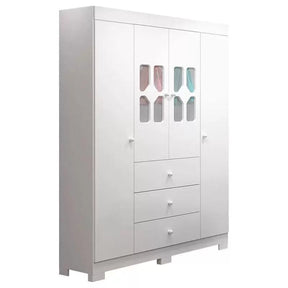 Quarto de Bebê New Cristal 4 Portas Berço Alegria Branco Brilho com Colchão Ortobom 130x70 cm Canaã - Canaa Baby