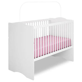 Quarto de Bebê New Cristal 4 Portas Berço Alegria Branco Brilho com Colchão Ortobom 130x70 cm Canaã - Canaa Baby