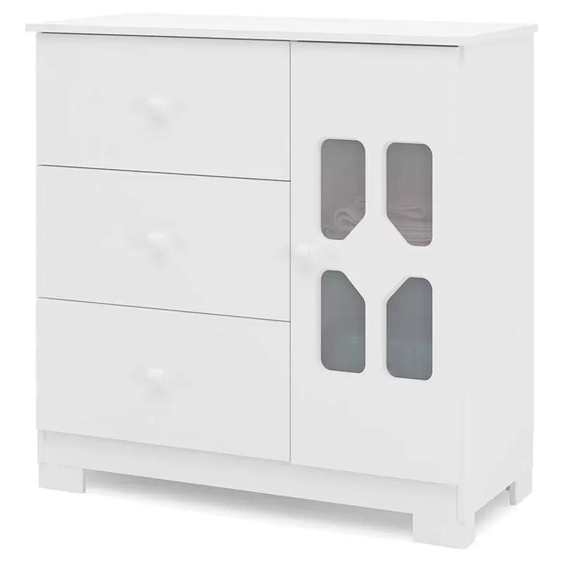 Quarto de Bebê New Cristal 4 Portas Berço Alegria Branco Brilho com Colchão Ortobom 130x70 cm Canaã - Canaa Baby