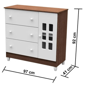 Quarto de Bebê Completo Lara 3 Peças Branco/Amadeirado