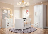 Jogo de Quarto para Bebê Completo Floc com Rodízios Branco - MoveisAqui