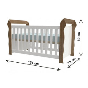 Quarto de Bebê Completo Lara 3 Peças Branco/Amadeirado